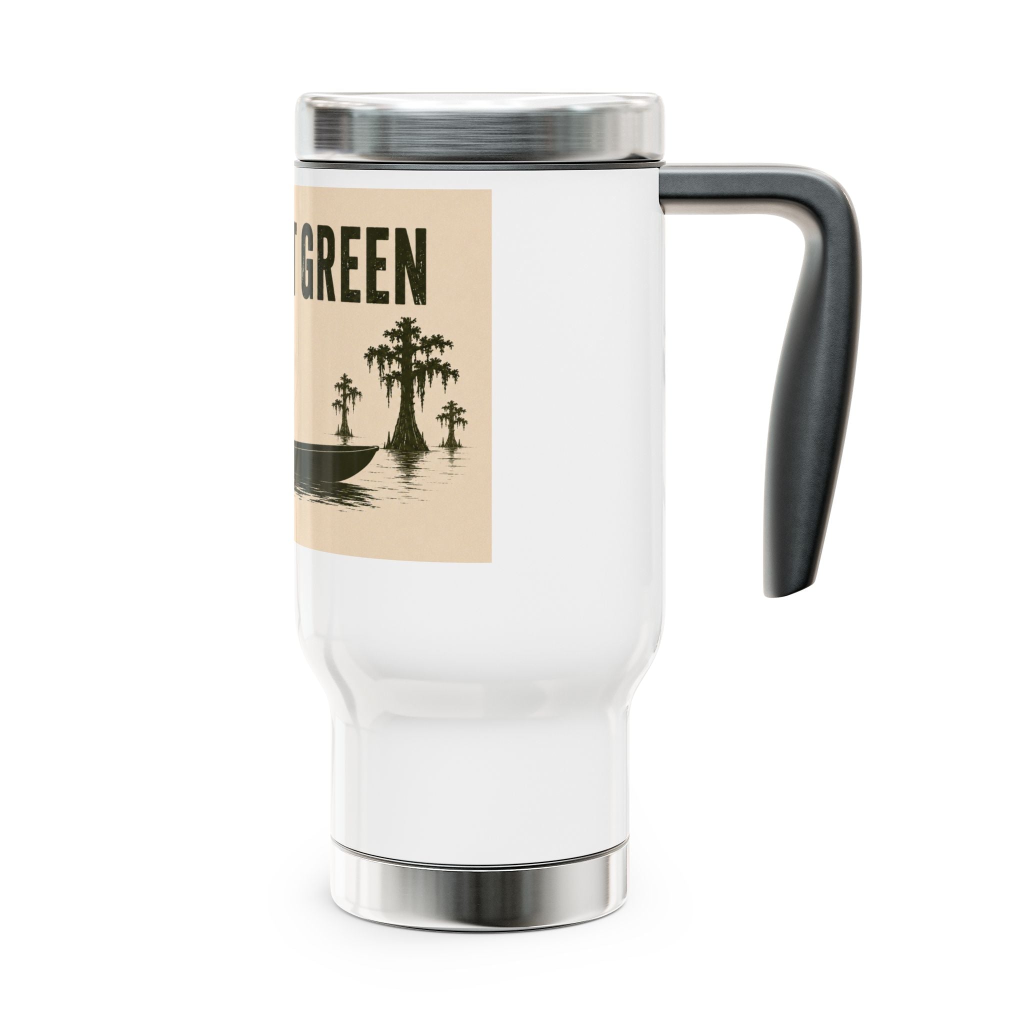 Straight Green Travel Mug with Handle, 14oz