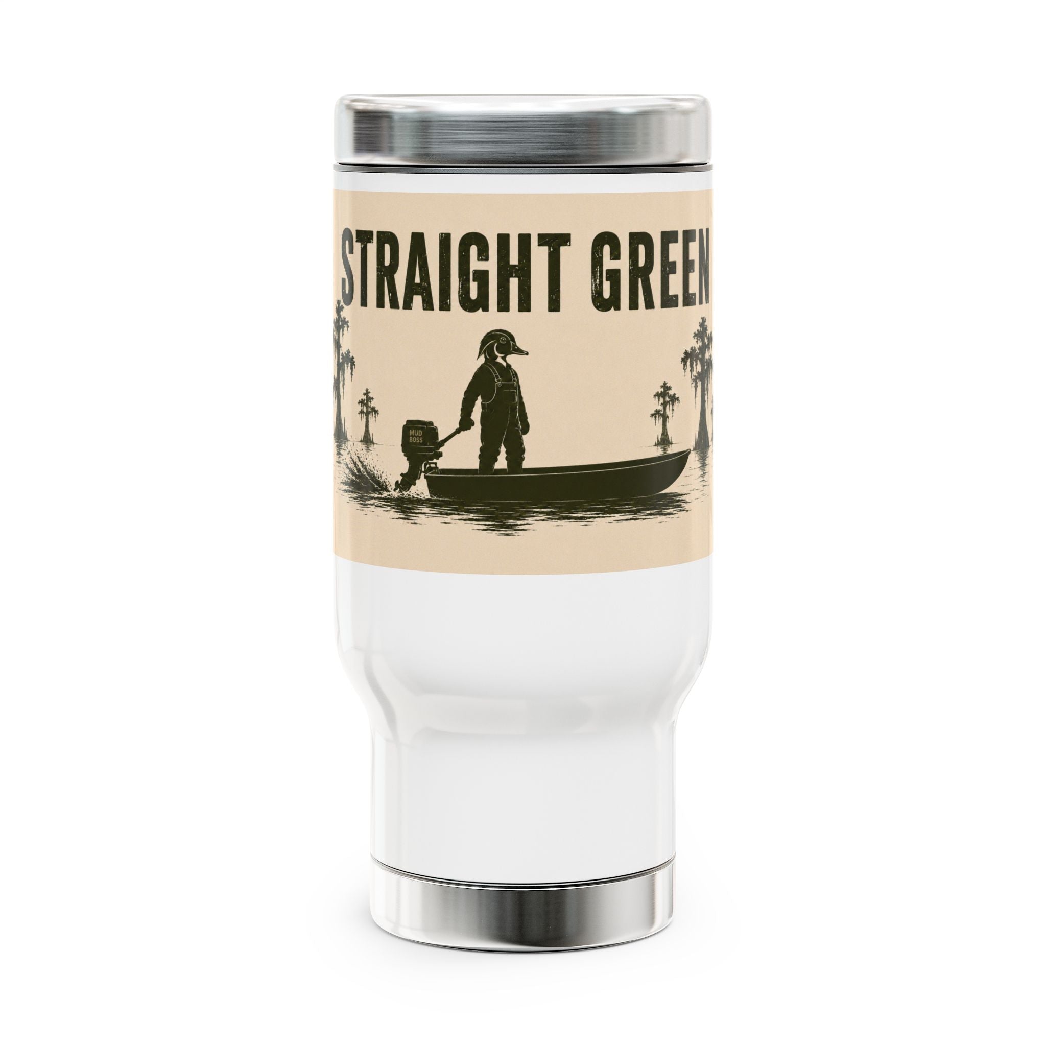 Straight Green Travel Mug with Handle, 14oz